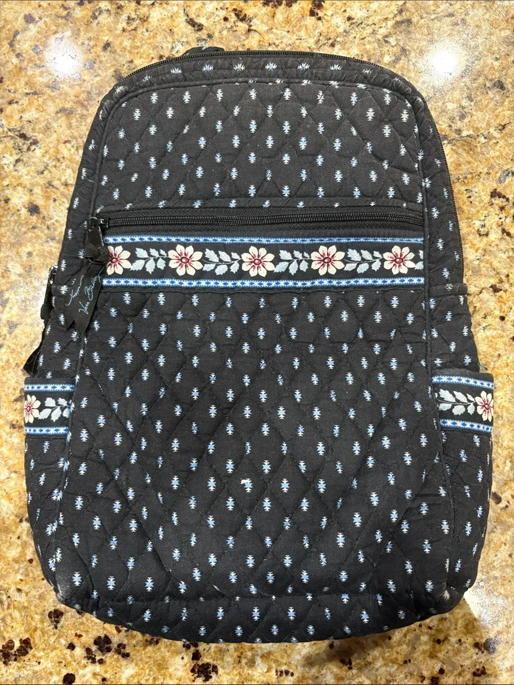 Vera Bradley Quilted Blue Plaid Interior Backpack with matching wallet - Picture 2 of 7